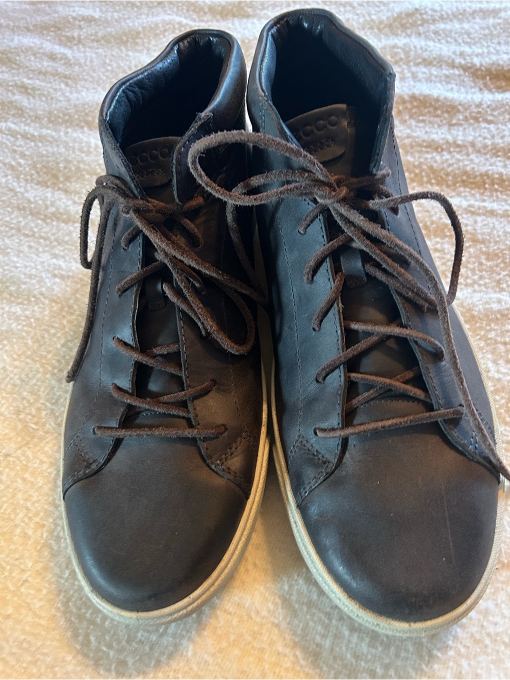 ECCO Men’s HIGH TOP Black LEATHER SNEAKERS EU 45 USA 13